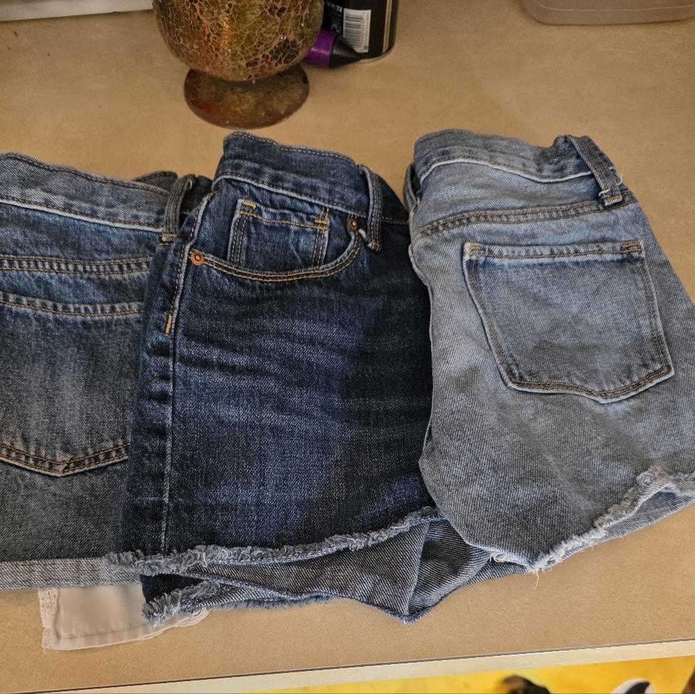 3 Pairs Of Old Navy Kids Denim Shorts - Dark and Light Blue